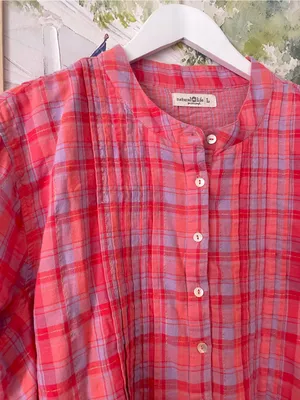 Natural Life Plaid Pintuck Metallic Lurex Blouse Top Pink Purple Gold Large thumbnail 3