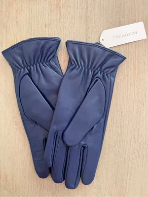 Harssidanzar Touchscreen Womens Blue Leather Gloves Soft Lambskin Size M NWT thumbnail 2