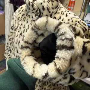 Vintage Faux Fur Coat Leopard Print Lined Oversized Mobwife Old Money 90s‎ USA thumbnail 7