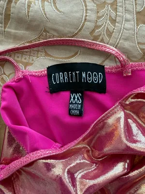 Current Mood X Nasty Gal Neon Pink Holographic Backless Mini Dress XXS thumbnail 2
