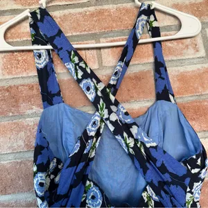 Anthropologie Maeve Criss Cross Anakena Blue Floral Print Maxi Dress Women’s 4 thumbnail 5
