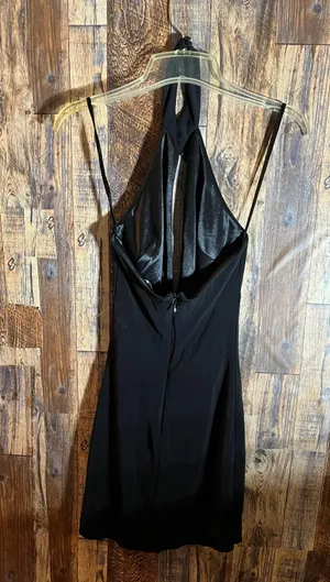 women halter open back open in front sleeveless black miniskirt size XS 36 length x 13 w rm18 thumbnail 1