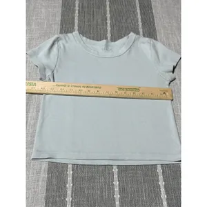 John Galt Brandy Melville Women Light Blue Ribbed Short Sleeve Baby Tee One Size thumbnail 2