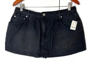 Free People We The Free Denim Micro Mini Skort in Black Wash Sz 31 New With Tags thumbnail 1