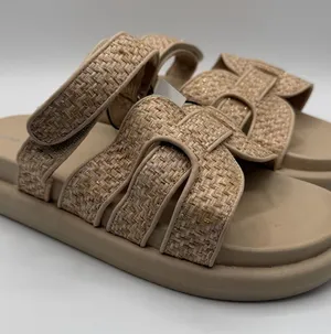 Lane Bryant Raffia Slide Sandals 9W Wide Beige Woven Comfort NWT thumbnail 1