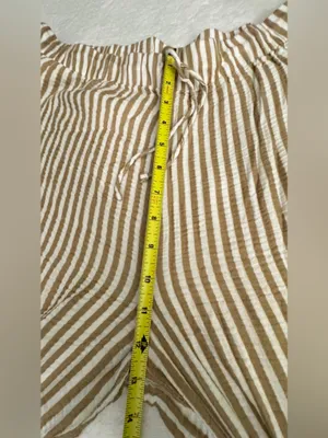 LAKE Wide Leg Striped Linen-Blend Pants — Beige & White thumbnail 10