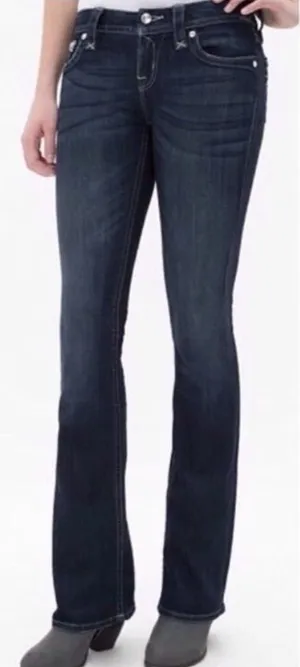 Rock Revival Women’s Klarry Dark Wash Boot‎ Cut Embellished Jeans Size 30 thumbnail 1