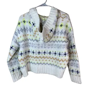 American‎ Eagle Oversized Soft and Cozy Wool Blend Hooded Sweater Gray XS NWT thumbnail 6