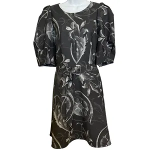 TED BAKER Saaraih Floral Print Puff Sleeve Dress‎ Belted Mini Dress EUC Size 6 thumbnail 2