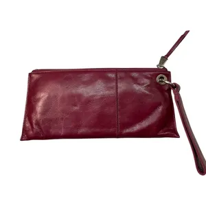 HOBO Dark Red Leather Wristlet Clutch – Small | Zipper Closure | EUC thumbnail 6