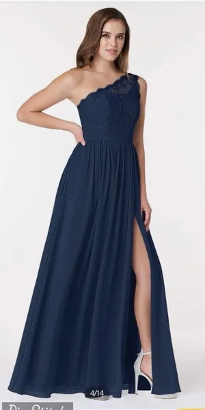Pretty Azazie Demi Navy Chiffon Bridesmaid Gown thumbnail 1