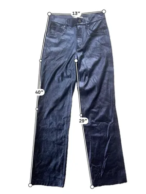 Alice + Olivia Metallic Blue Faux Leather Straight Leg Pants Size 25 thumbnail 3