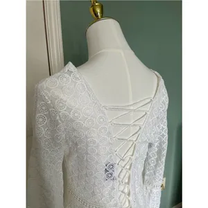 Vici Crochet Unlined Long Sleeve Maxi Dress Size S White Bridal Honeymoon thumbnail 6