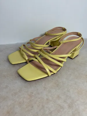 J.CREW Women's Layne Yellow Strappy-Sandal Leather Heels Size 10 thumbnail 2