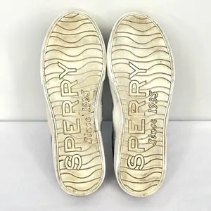 Sperry Pier View Anchor Plaid Gray Blue White Canvas Laced Slip On Sneakers 7.5 thumbnail 9