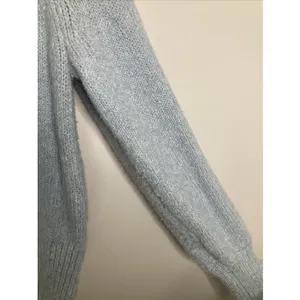 Maeve Anthropologie Sweater Womens M Light Blue Ribbed Collar Ribbed Cuffs thumbnail 5