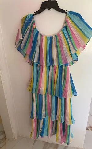 . Lulu's Multicolor Off-Shoulder Tiered Dress thumbnail 5