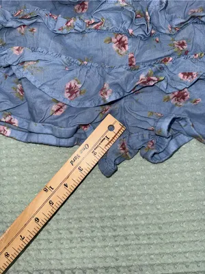 Free People Ruffle Up Bloomer Blue Floral Tiered Ruffle Shorts Mens Size M thumbnail 4
