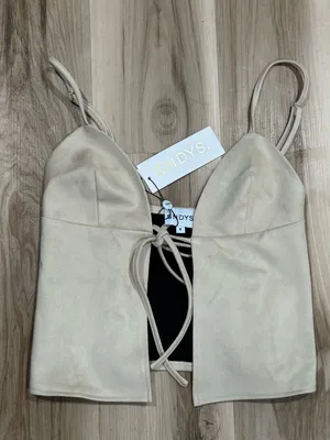 NEW Revolve SNDYS Wes Faux Suede Top in Chalk Women’s Small thumbnail 2