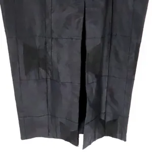 Embroidered Patchwork Maxi Skirt Size S Black Quilted Handmade Gothic Slit thumbnail 4
