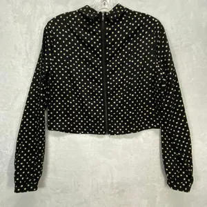 Coincidence & Chance Crop Top S‎ Black Cream Polka Dot LS Mock Neck Blouse thumbnail 8