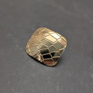Vintage Clip On Earrings Large Stylish Gold Tone Rounded Square Scale Design thumbnail 3