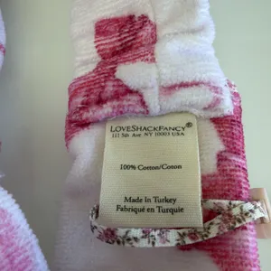 Love Shack Fancy Rare Print Face Wash Headband With Bow Blushing Kisses NWT Pink thumbnail 3