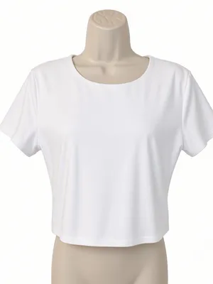 CRZ Yoga White Crop Short Sleeve Tee Workout Top Medium thumbnail 1