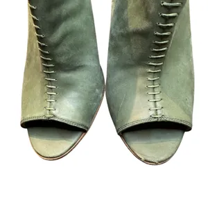 Peter Nappi Shoes Womens Size 7.5 Green Leather Slingback Sandals Block‎ Heel thumbnail 2