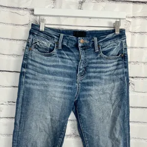 Y2K Buckle Black Ankle Skinny Jeans Women’s 27x27 Fit No. 83 Medium Wash Denim thumbnail 5