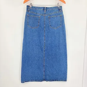 Vtg Y2k Old Navy Denim Maxi Skirt Sz 6 90s Grunge Front Slit Indie Sleaze Jean thumbnail 6