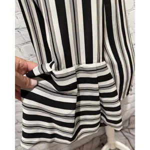 Loft Ann Taylor Black And White Boho Stripe Bell Sleeve Blouse Size Medium thumbnail 4