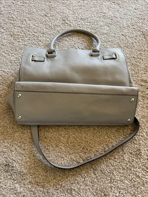 Michael Kors Light Gray Pebbled Leather Satchel with Chain Strap thumbnail 13