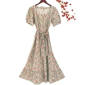 Free People Heartlands Floral Puff Sleeve Tiered Cotton Midi Maxi Dress Size S thumbnail 6