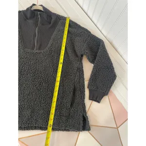 NWT Aerie Dream Sherpa Quarter Zip Sweatshirt Smoked Gray Super Soft Size XS thumbnail 6