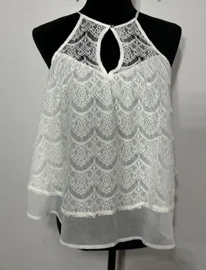 Abercrombie & Fitch Babydoll Top White Lace Flowy Y2K Halter Keyhole Front Small thumbnail 1