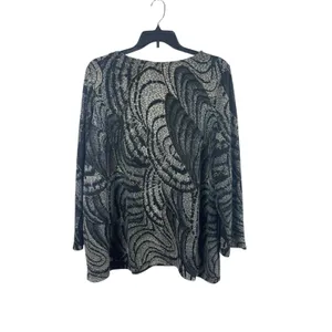Maggie Barnes 3X Black Sheer Mesh Lace Top Abstract Print Plus Size Office thumbnail 2