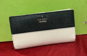 Kate Spade Black & Cream Wallet-Preowned-see wear in pics-Will heavily discount thumbnail 1