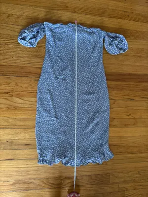 Abercrombie & Fitch Blue floral Shirred Smocked Dress thumbnail 3