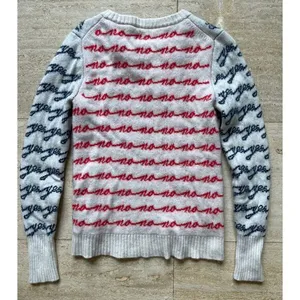 J.Crew Wave Pattern‎ Knit Sweater White & Navy Casual Crewneck Size S thumbnail 5