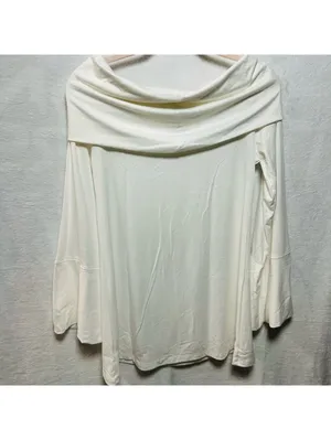 Women’s White Off-the-Shoulder Long Sleeve Foldover Top Size Small thumbnail 3