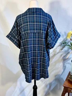 ☀️NWT Madewell Swenson Popover Shirt Morehead Plaid Deep Indigo Sz Large🧡 thumbnail 7