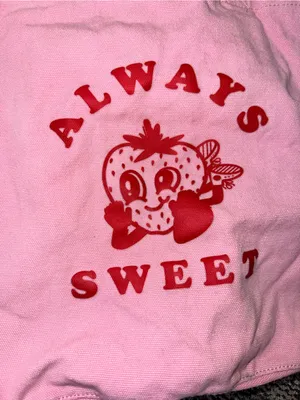 Target Pink Canvas Tote with Red 'Always Sweet' Graphic thumbnail 4