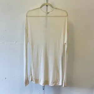 Vince Womens Cream V-Neck Long Sleeve Sheer Knit Top Tunic Size Small Boho thumbnail 2