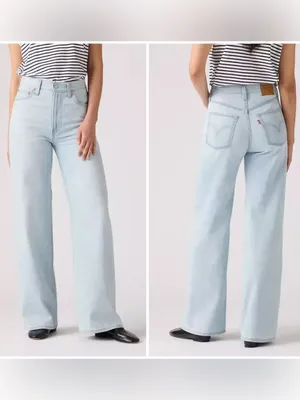 Levi’s Ribcage wide leg jeans linen and denim NEW 28 thumbnail 3