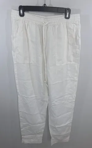 J.Crew Seaside White Linen Blend Pant‎ MED TALL NEW Nautical Beach Vacay thumbnail 1