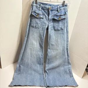 We The Free Hailey Low Rise Bell Bottom Jeans Raw Hem Size 28 Hippie Boho thumbnail 1