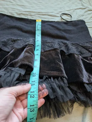 Tunnel Vision Velvet and Tulle Pleated Mini Skirt Large Black thumbnail 7