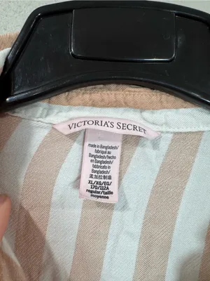 Victoria Secret Striped Wide-Leg Pajama Set- Beige & White thumbnail 4