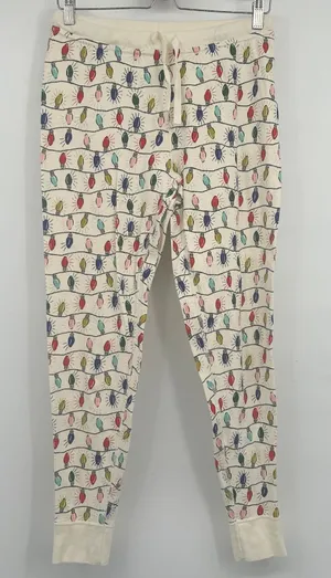 Hanna Andersson Womens Organic‎ Cotton Holiday Christmas Lights Pajama Joggers M thumbnail 1